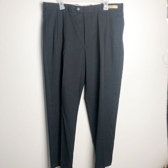 Murano Innovative XLA Comfort Black Mens Plated Front Trousers Dress Pants 38R - Picture 6 of 10